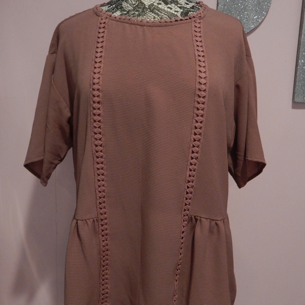 Bobeau Dusty Rose Short Sleeve Top Size XL
